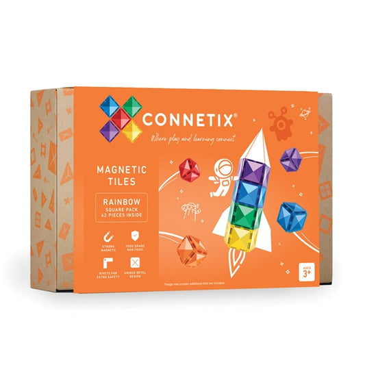 Connetix Tiles Rainbow Square Pack 42 pc - Bueno Blocks