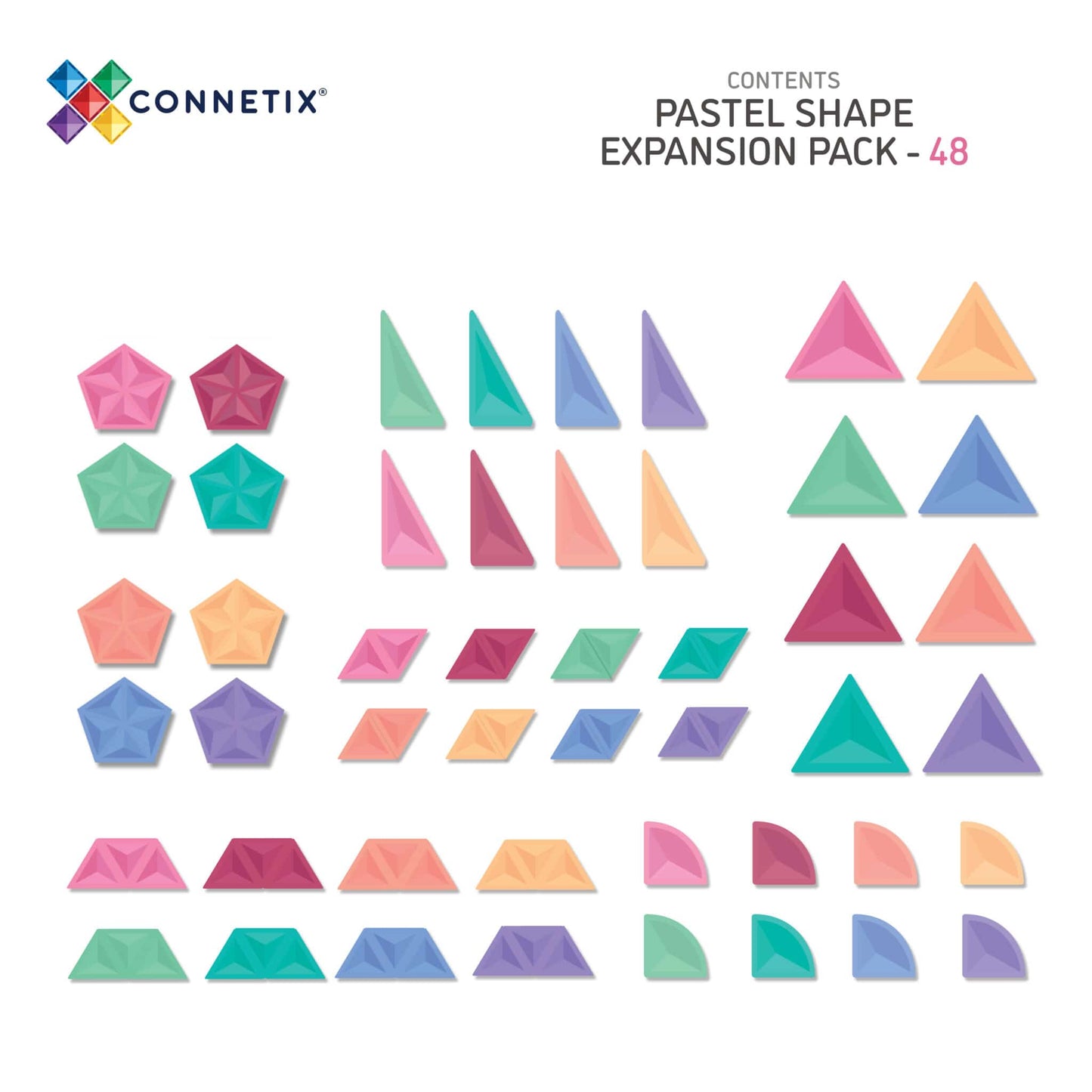 CONNETIX Pastel Shape Expansion Pack 48pc