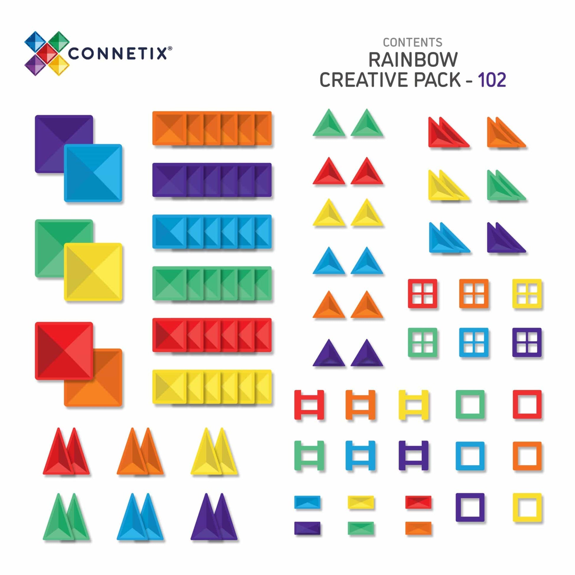 Connetix Tiles Rainbow Creative Pack 102 pc - Bueno Blocks
