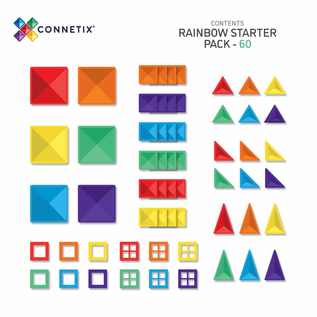 Connetix Tiles Rainbow Starter Pack 60 pc - Bueno Blocks