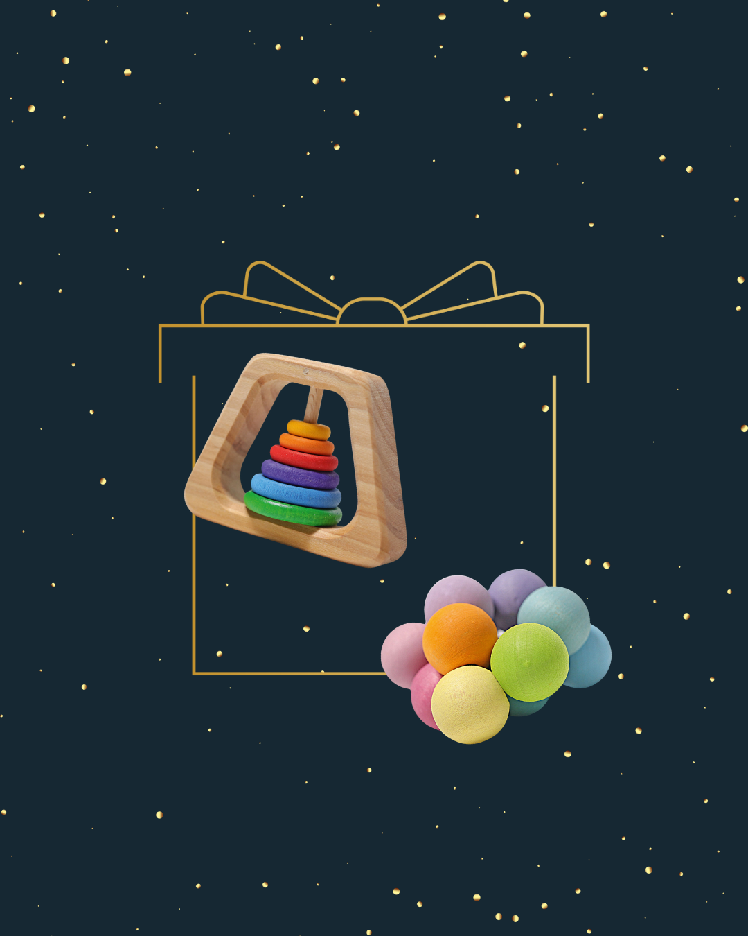 {0-1yo} Grimm's Beads Grasper + Rattle Pyramid