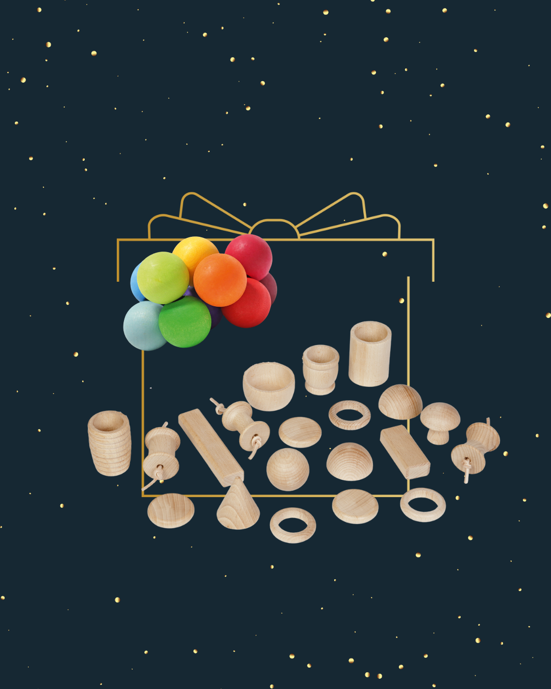 {0-1yo} Grimm's Beads Grasper + Grapat Treasure Basket 20 Elements