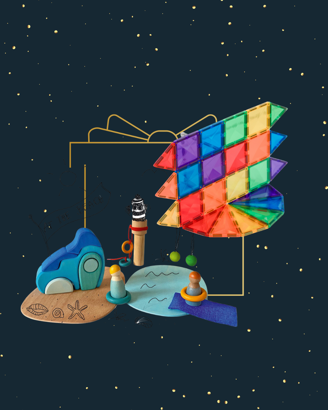 {3-5yo} Grimm's Small World Play by the Water + Connetix Mini Rainbow