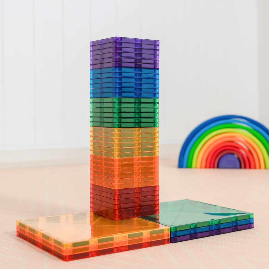 Connetix Tiles Rainbow Square Pack 42 pc - Bueno Blocks