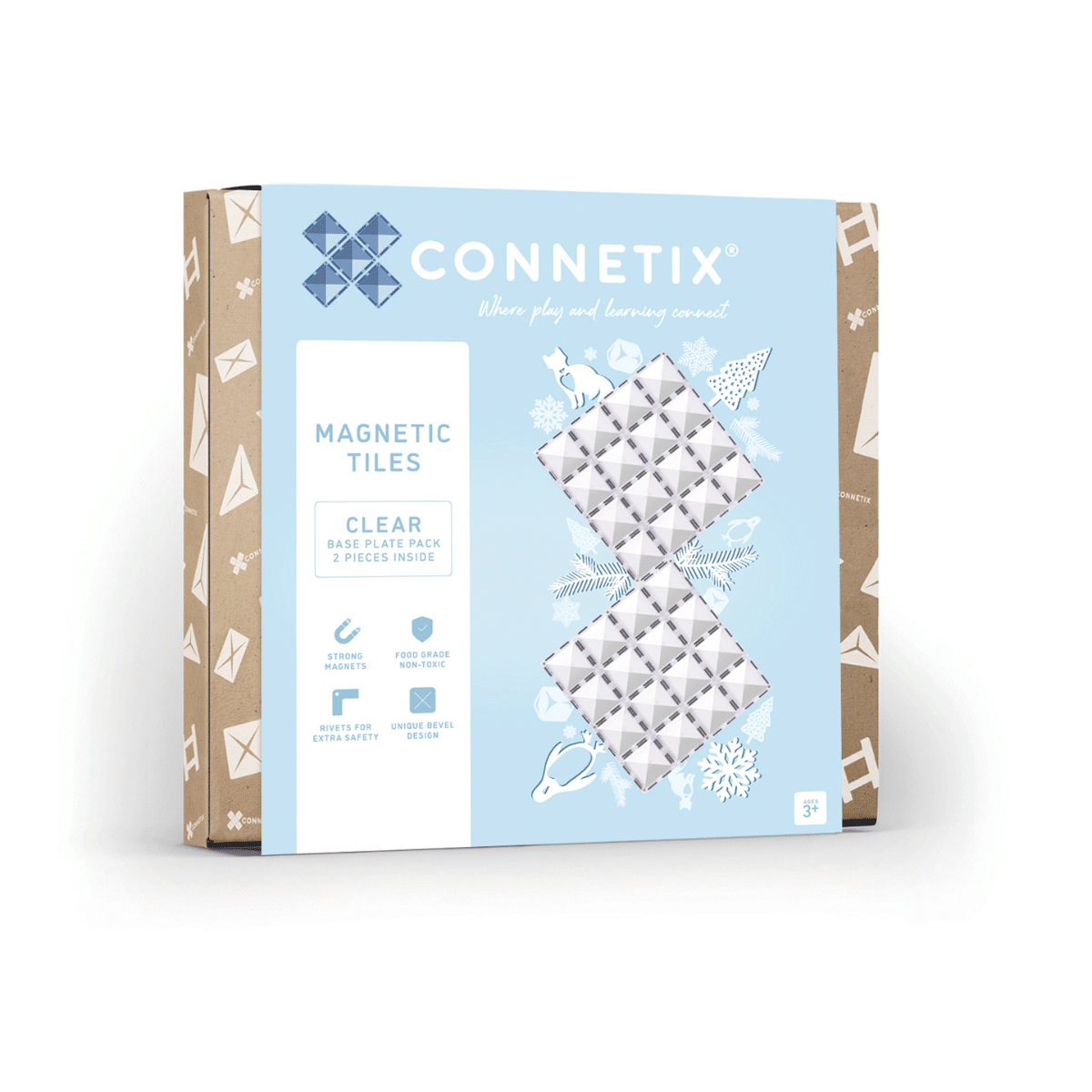 Connetix Tiles 2 Piece Clear Base Plate Pack