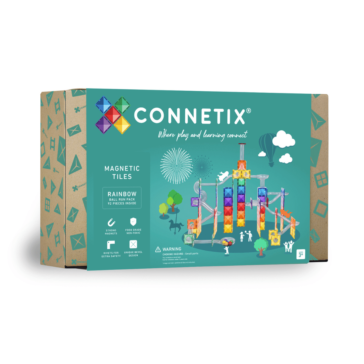 CONNETIX Rainbow Ball Run Pack 92pc - Bueno Blocks