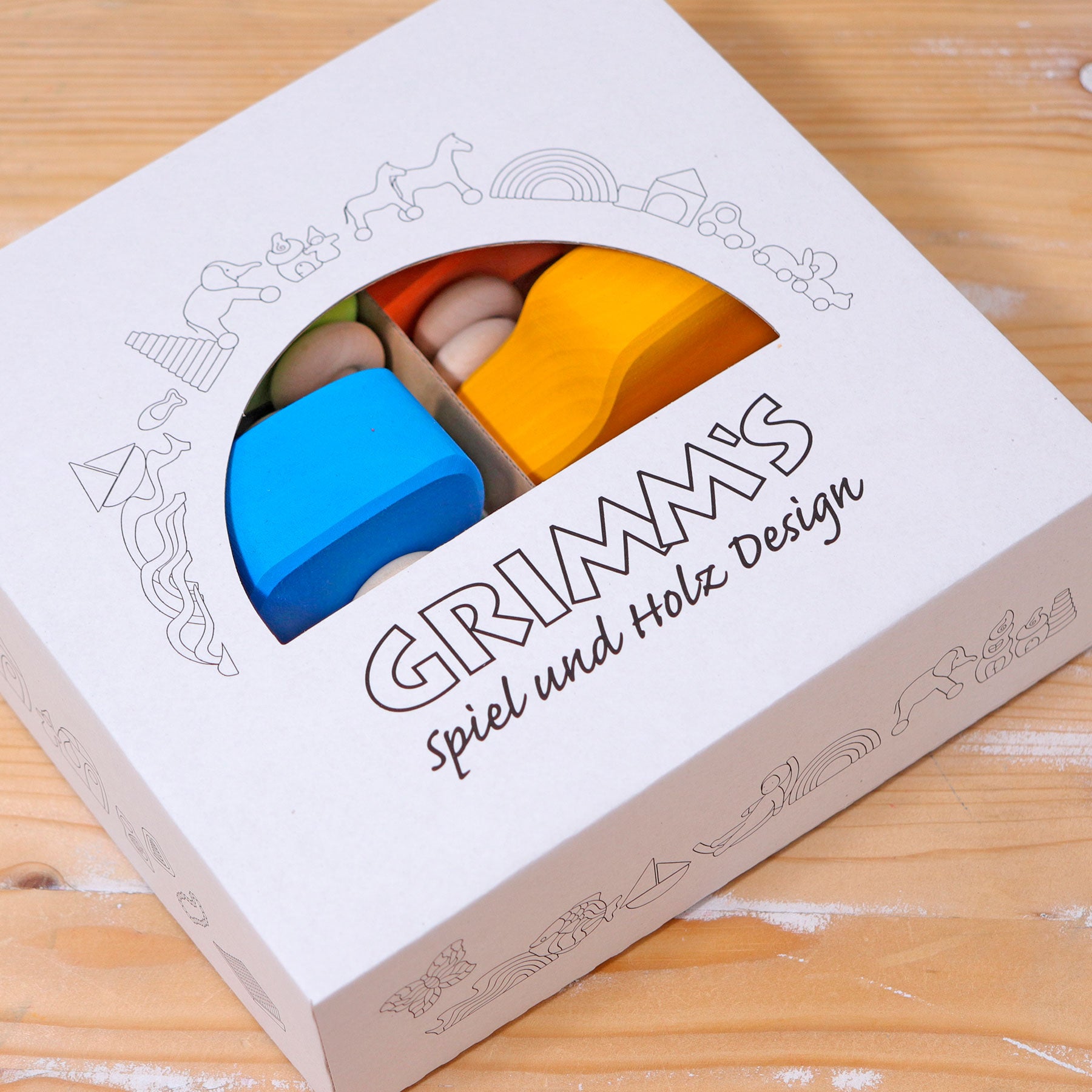 Grimm's Coloured Wooden Cars - Bueno Blocks