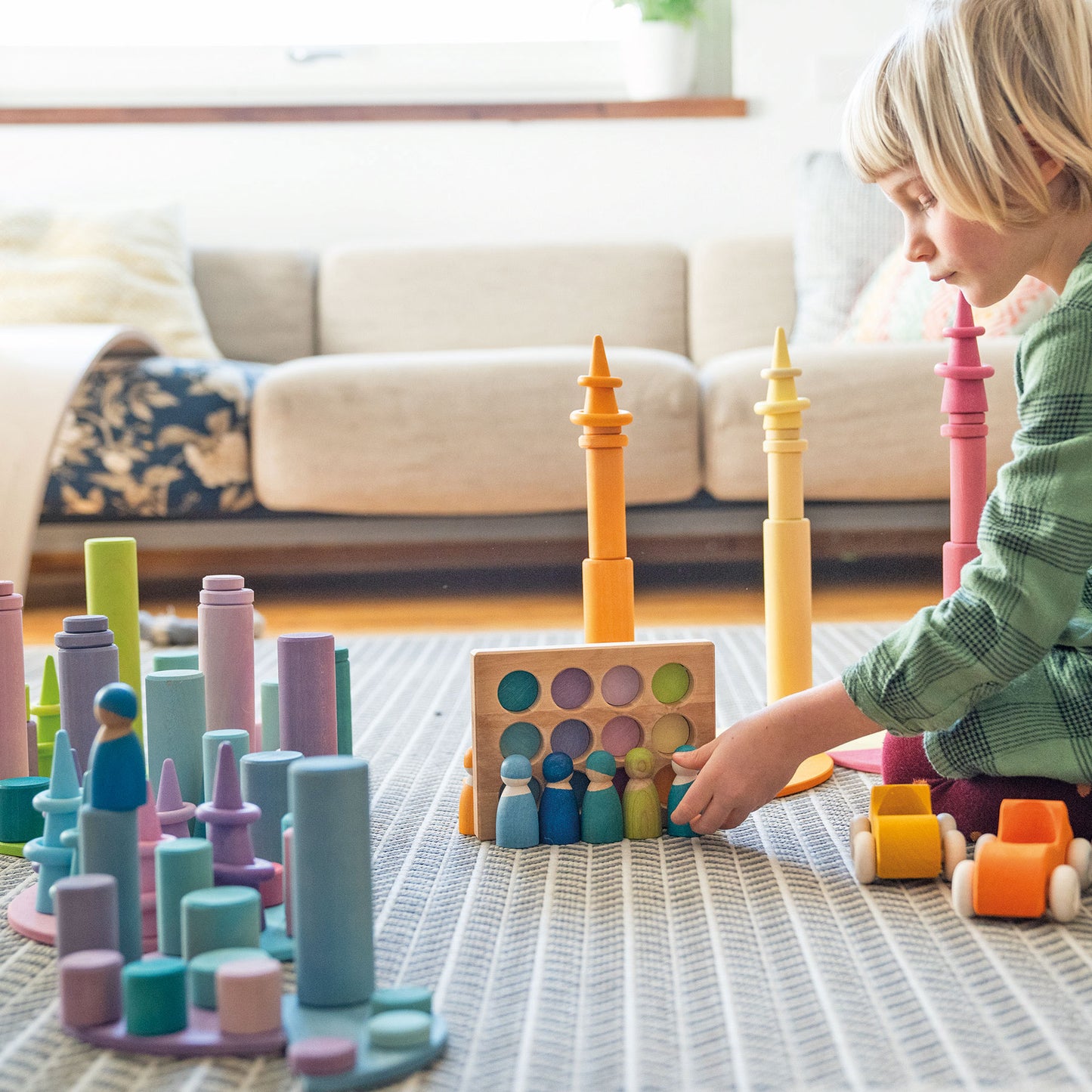 Grimm's Large Building Rollers Pastel - Bueno Blocks