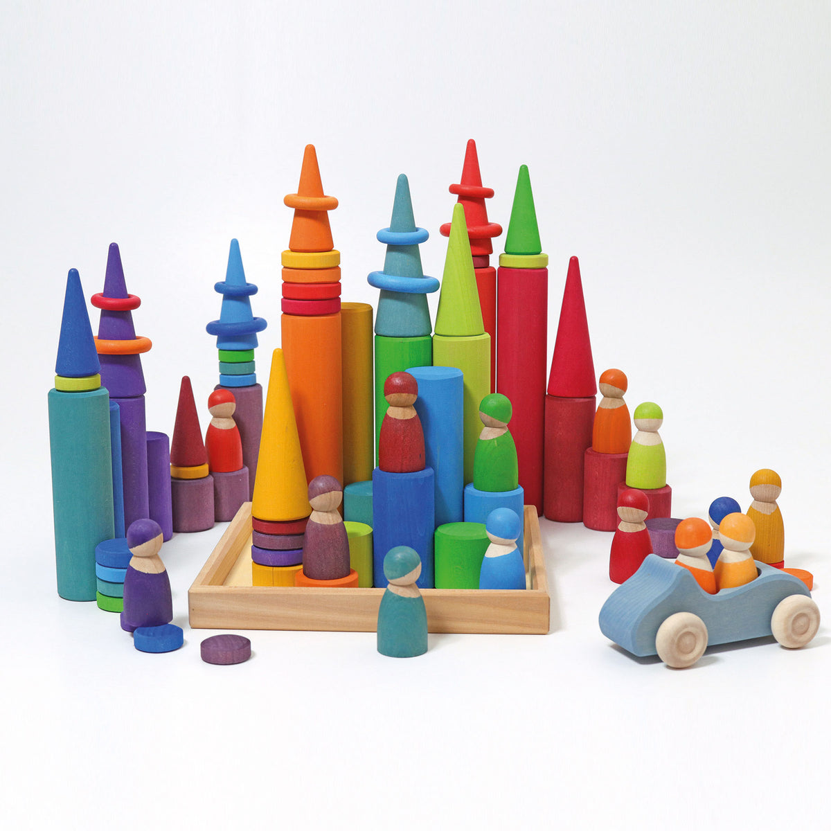 Grimm's Large Building Rollers Rainbow - Bueno Blocks