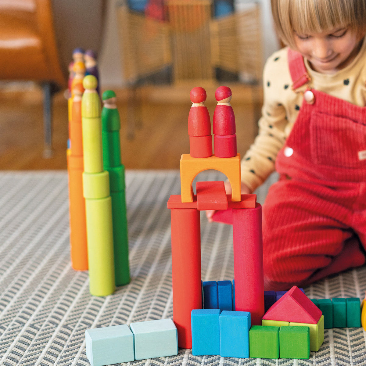 Grimm's Large Building Rollers Rainbow - Bueno Blocks