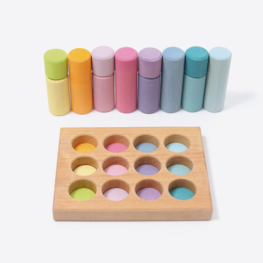 Grimm's Stacking Game Small Pastel Rollers - Bueno Blocks