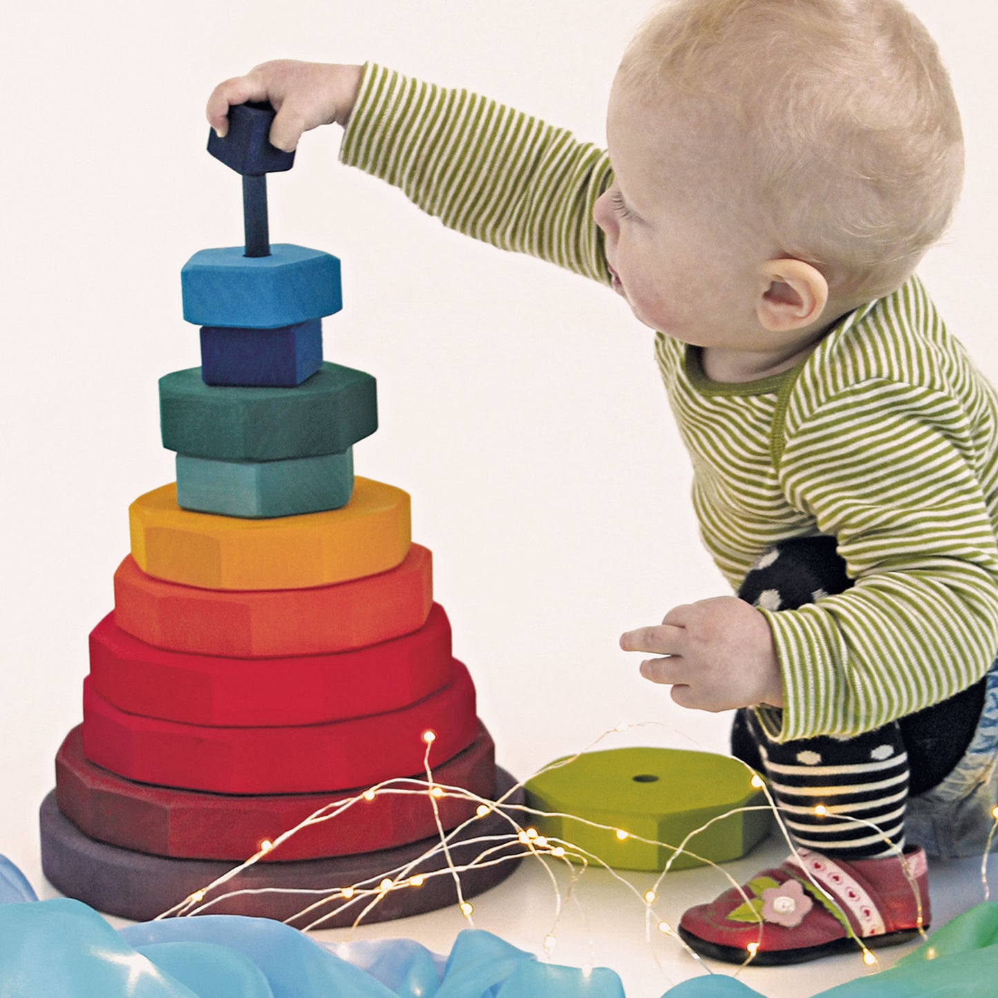 Grimm's Giant Geometrical Stacking Tower - Bueno Blocks