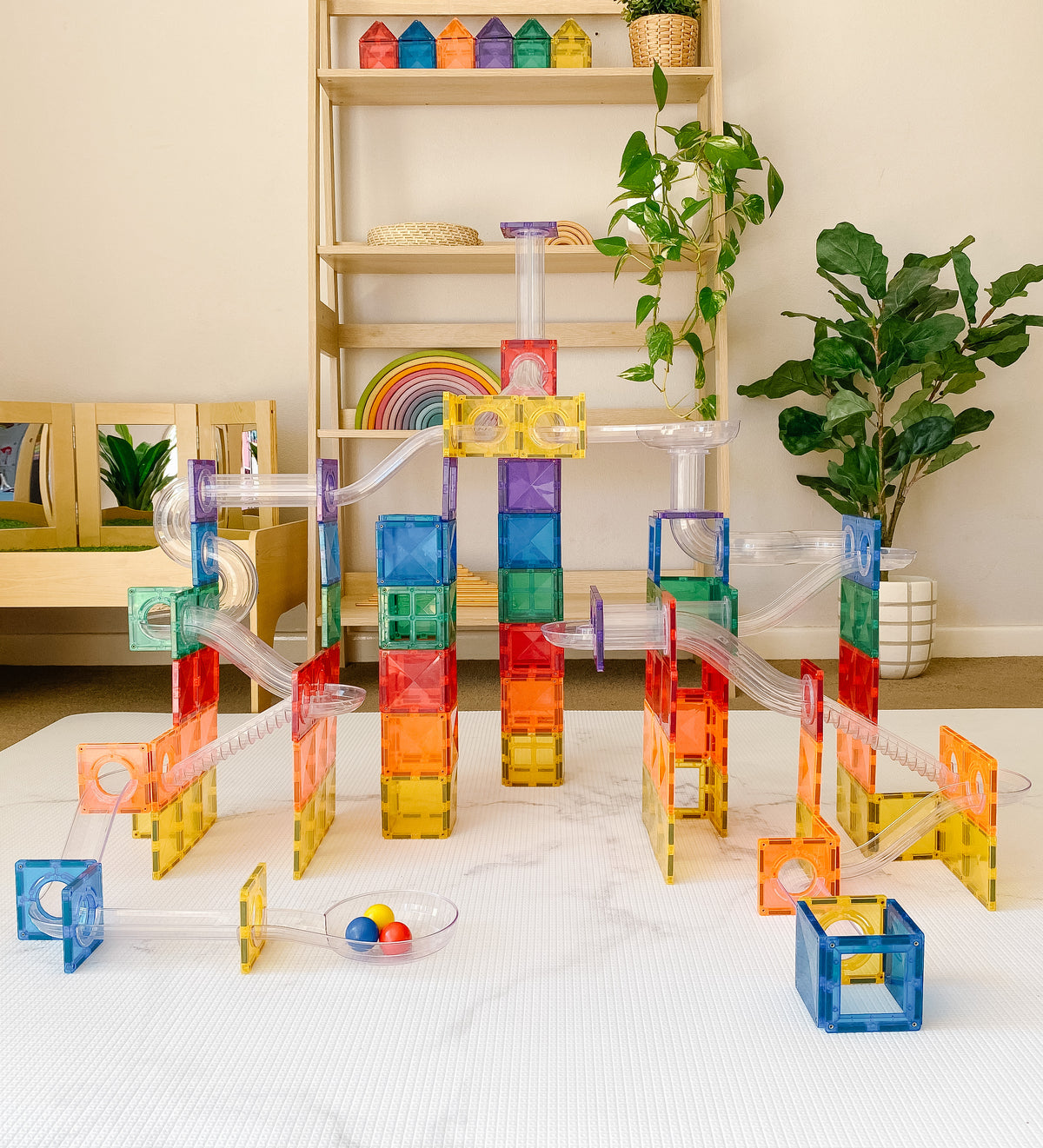 CONNETIX Rainbow Ball Run Pack 92pc - Bueno Blocks