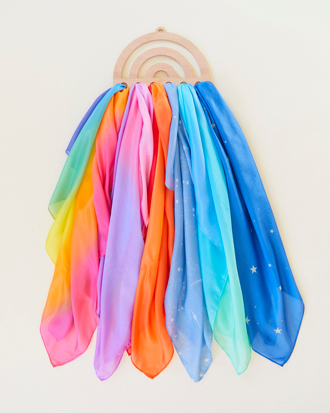 Sarah's Silks Rainbow Playsilk Display