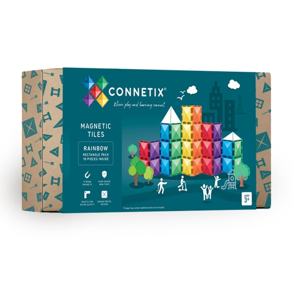 Connetix Tiles Rainbow Rectangle Pack 18 pc