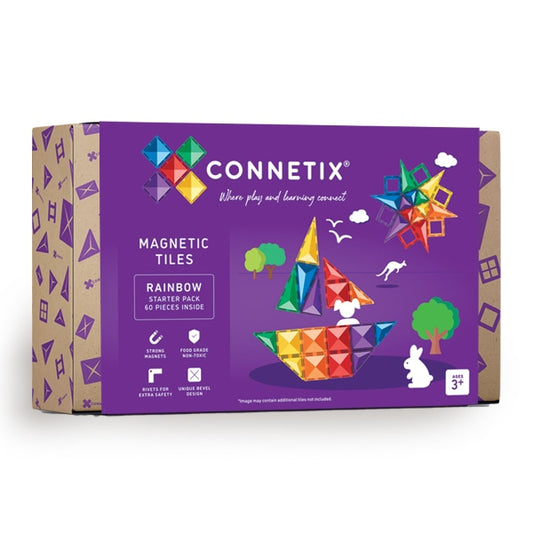 Connetix Tiles Rainbow Starter Pack 60 pc - Bueno Blocks