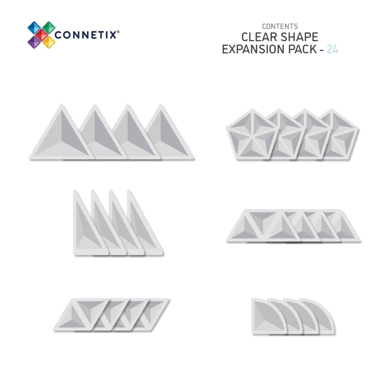 Connetix Tiles Clear Shape Expansion Pack 24 pc