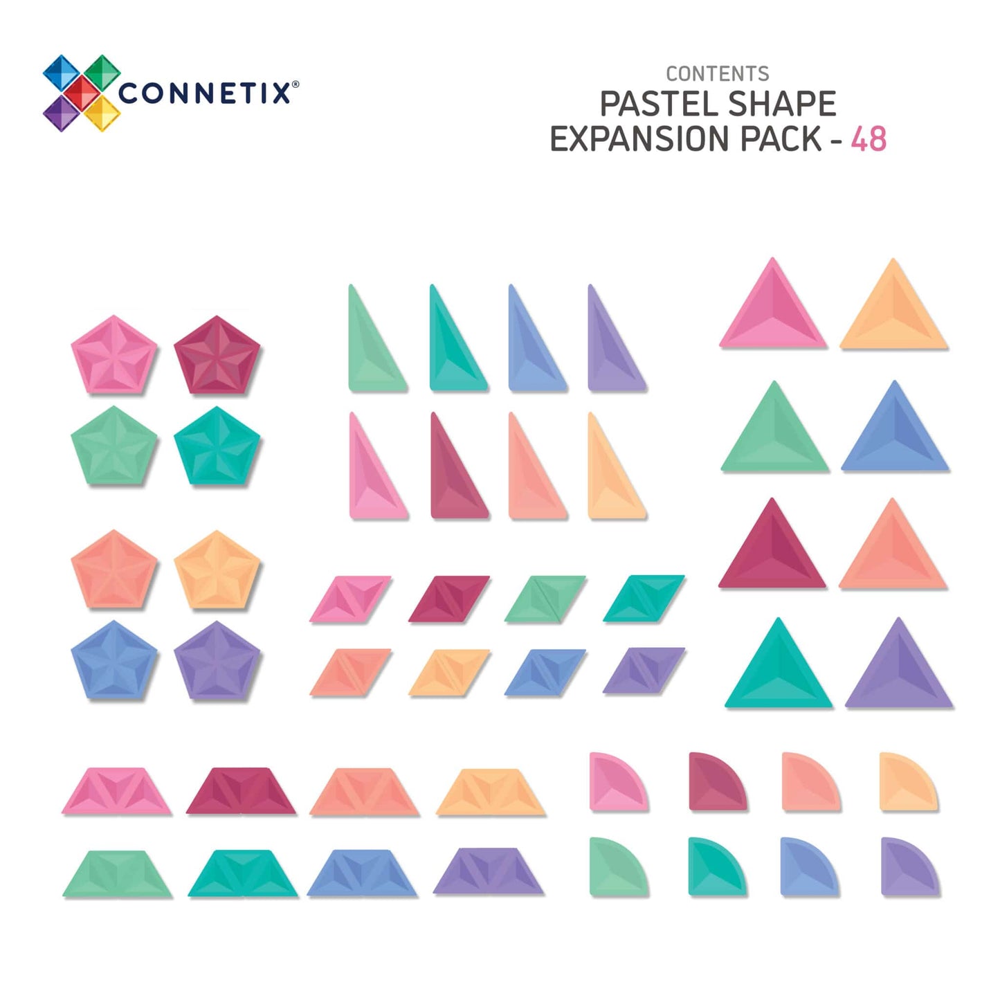 [Pre-order ETA Nov/Dec 2023] Connetix Tiles Pastel Shape Expansion Pack 48 pc