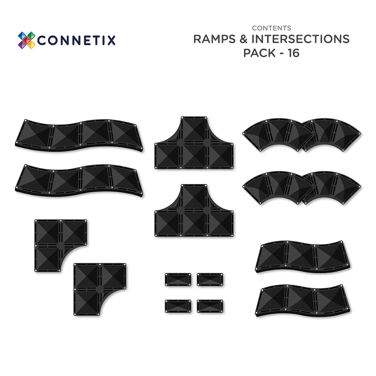 Connetix Tiles Roads Ramps & Intersection Pack 16pc