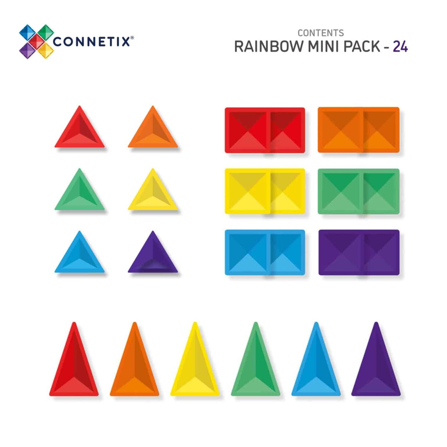 Connetix Tiles 24 Pieces Rainbow Mini Pack