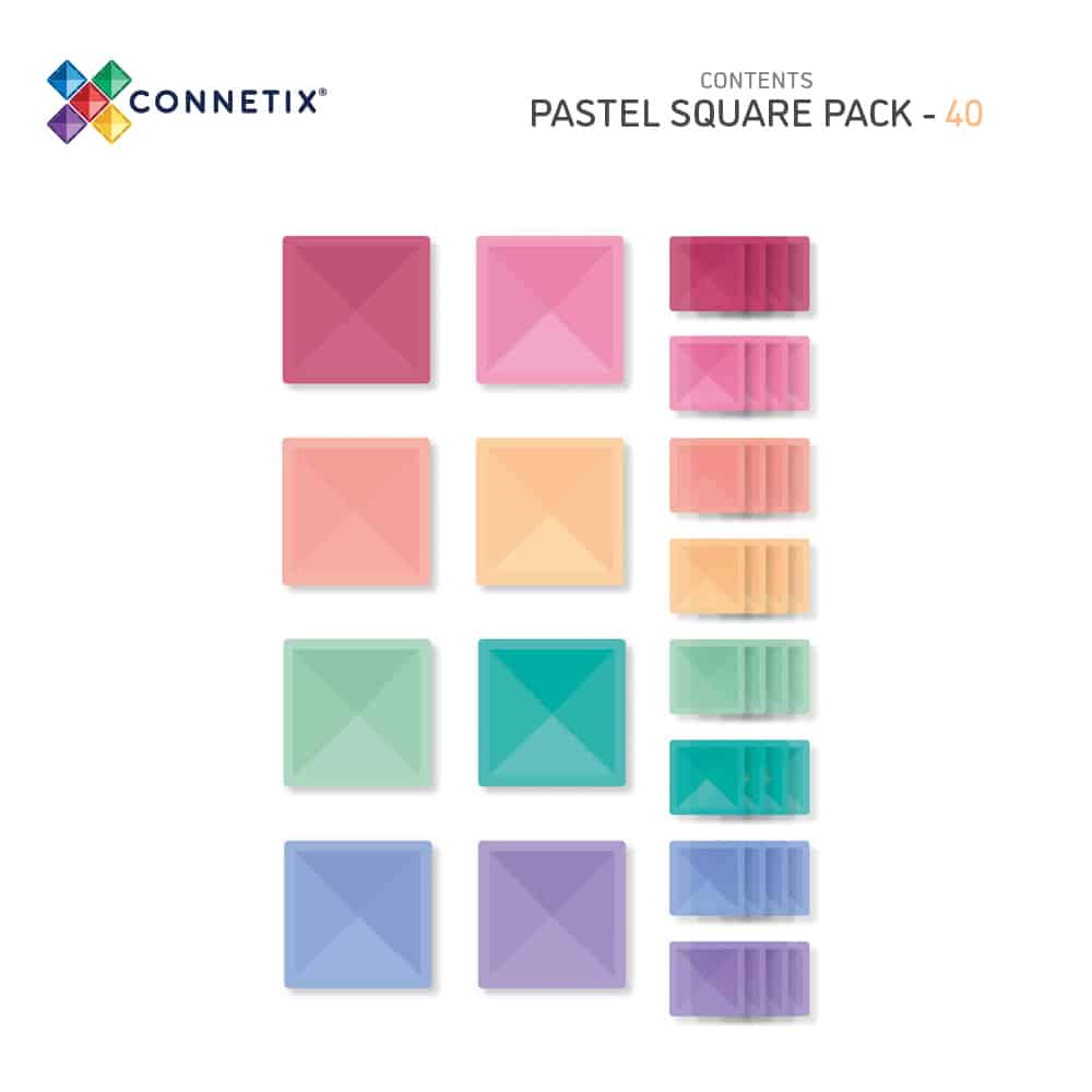 Connetix Tiles 40 Piece Pastel Square Pack
