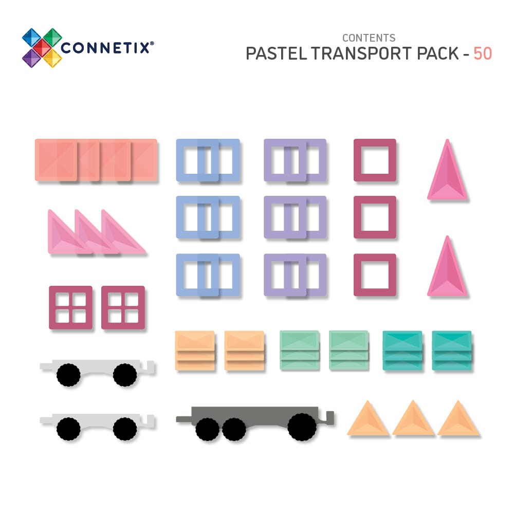 Connetix Tiles Pastel Transport Pack 50pc