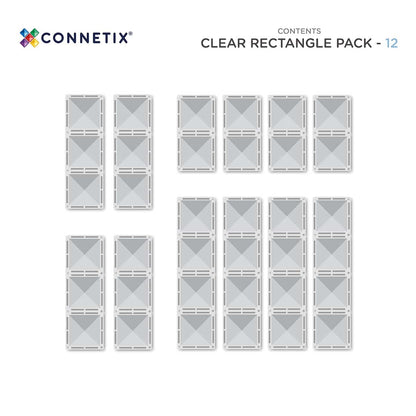 Connetix Tiles Clear Rectangle Pack 12 pc