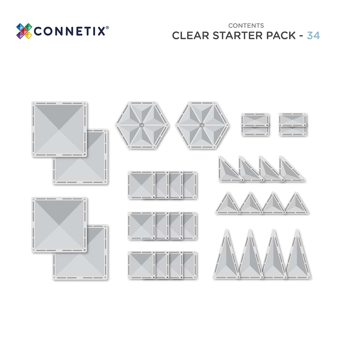 Connetix Tiles 34 Piece Clear Pack