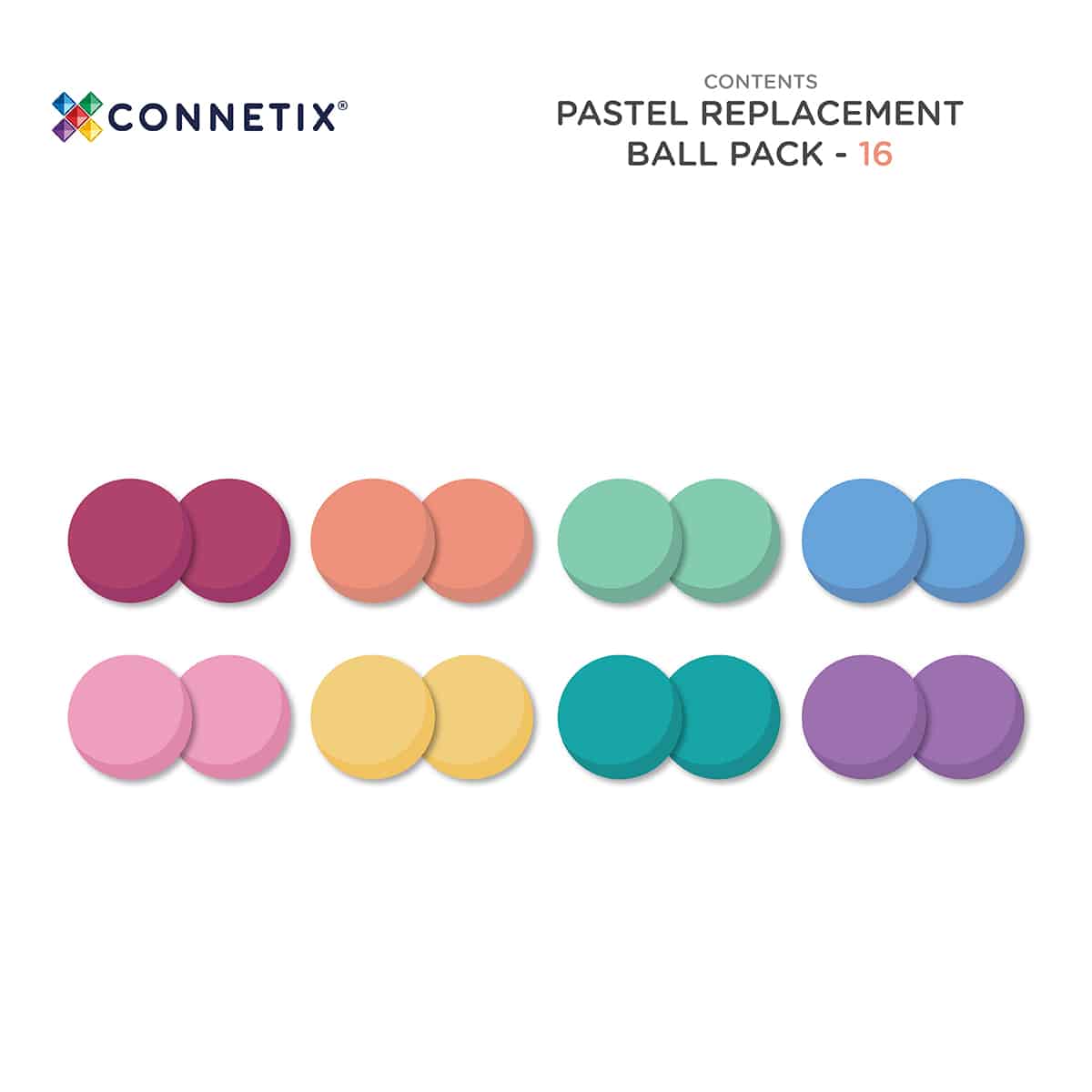 Connetix Tiles 16 Pastel Replacement Ball Pack