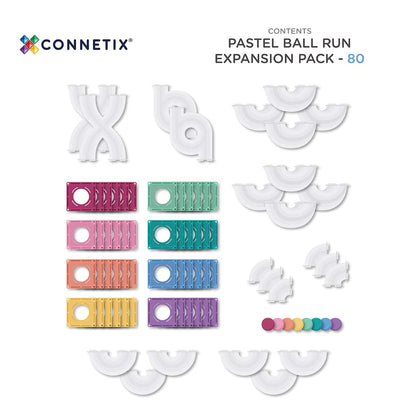 Connetix Tiles 80 Piece Pastel Ball Run Expansion Pack