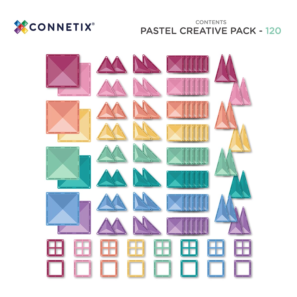 Connetix Tiles 120 Pieces Pastel Creative Pack