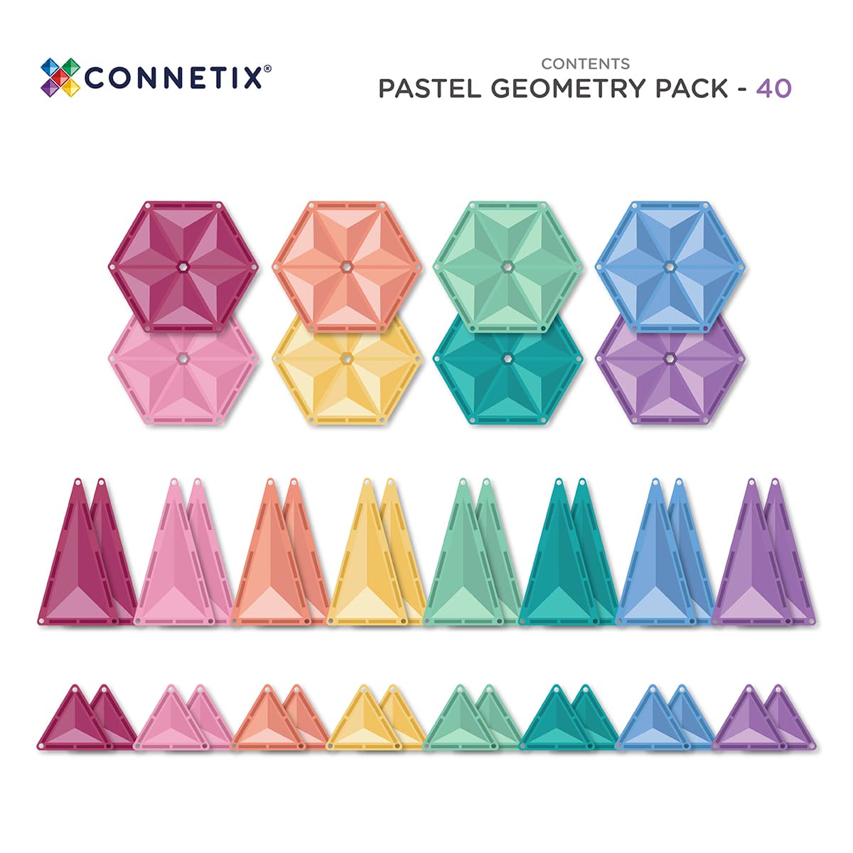 Connetix Tiles 40 Pieces Pastel Geometry Pack