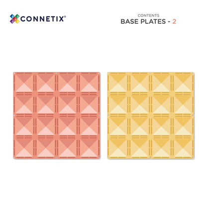 Connetix Tiles 2 Piece Base Plate Lemon & Peach Pack