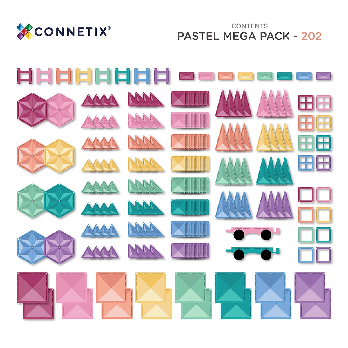 Connetix Tiles 202 Pieces Pastel Mega Pack
