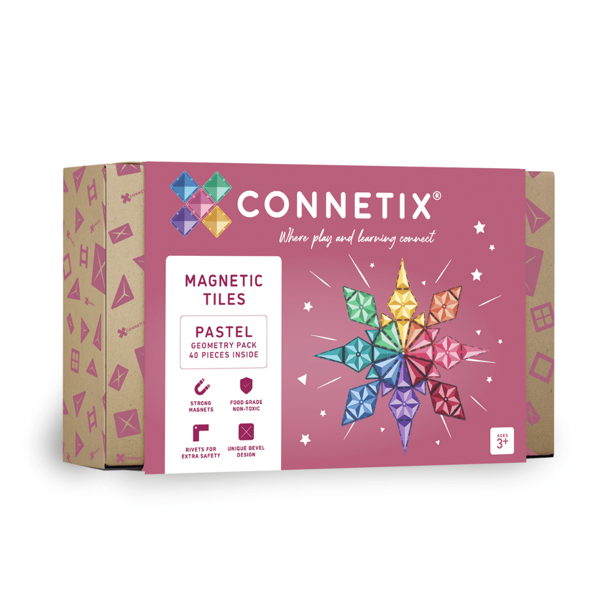 Connetix Tiles 40 Pieces Pastel Geometry Pack