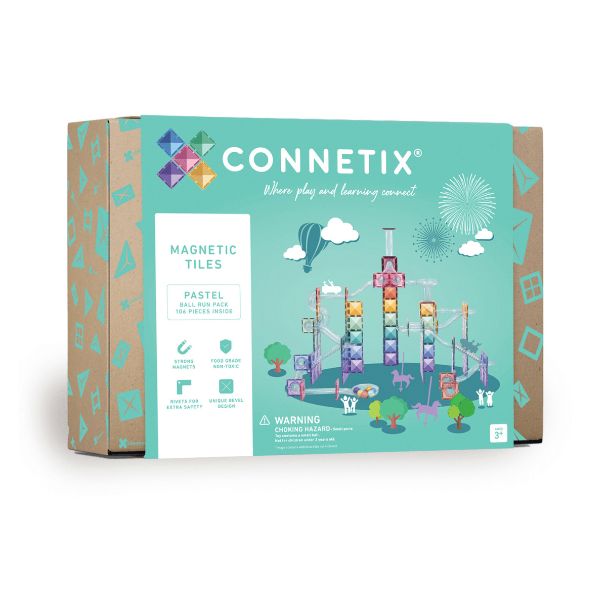 Connetix Tiles 106 Piece Pastel Ball Run Pack