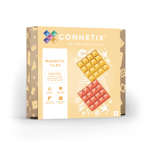 Connetix Tiles 2 Piece Base Plate Lemon & Peach Pack