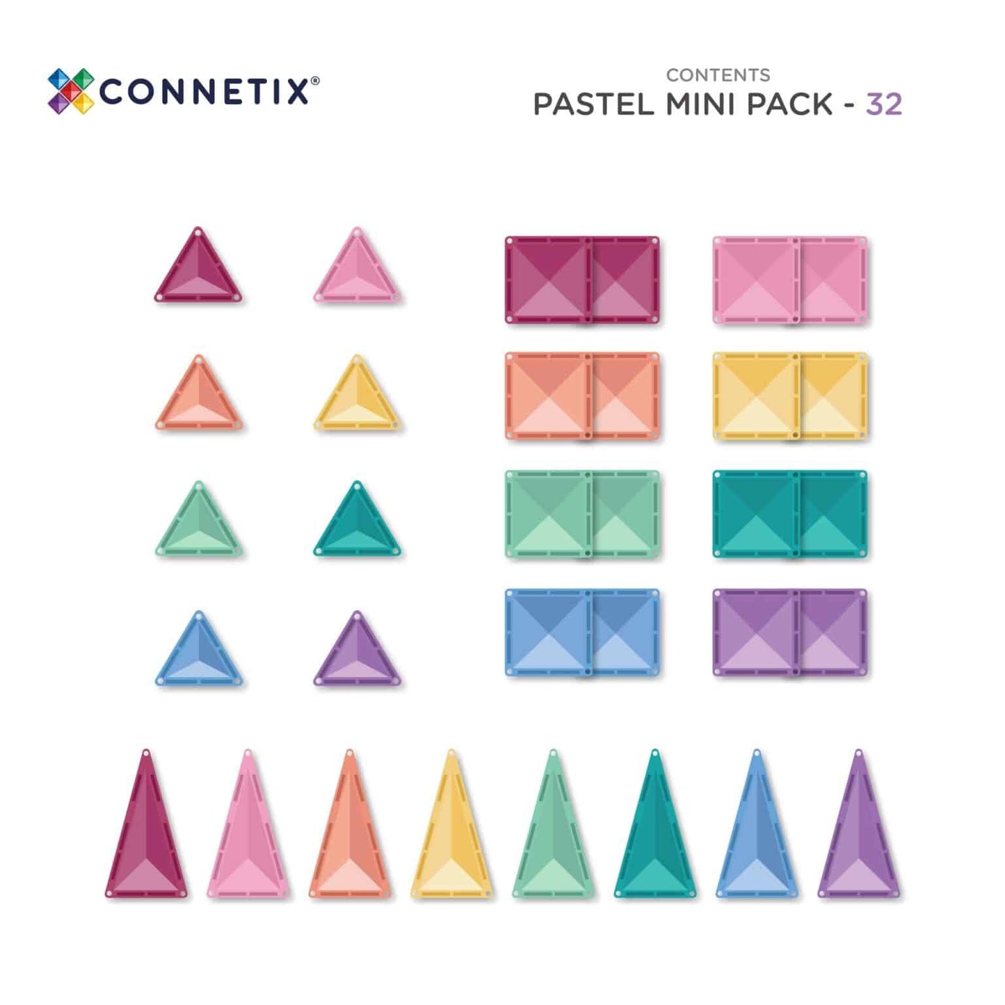 Connetix Tiles 32 Pieces Pastel Mini Pack