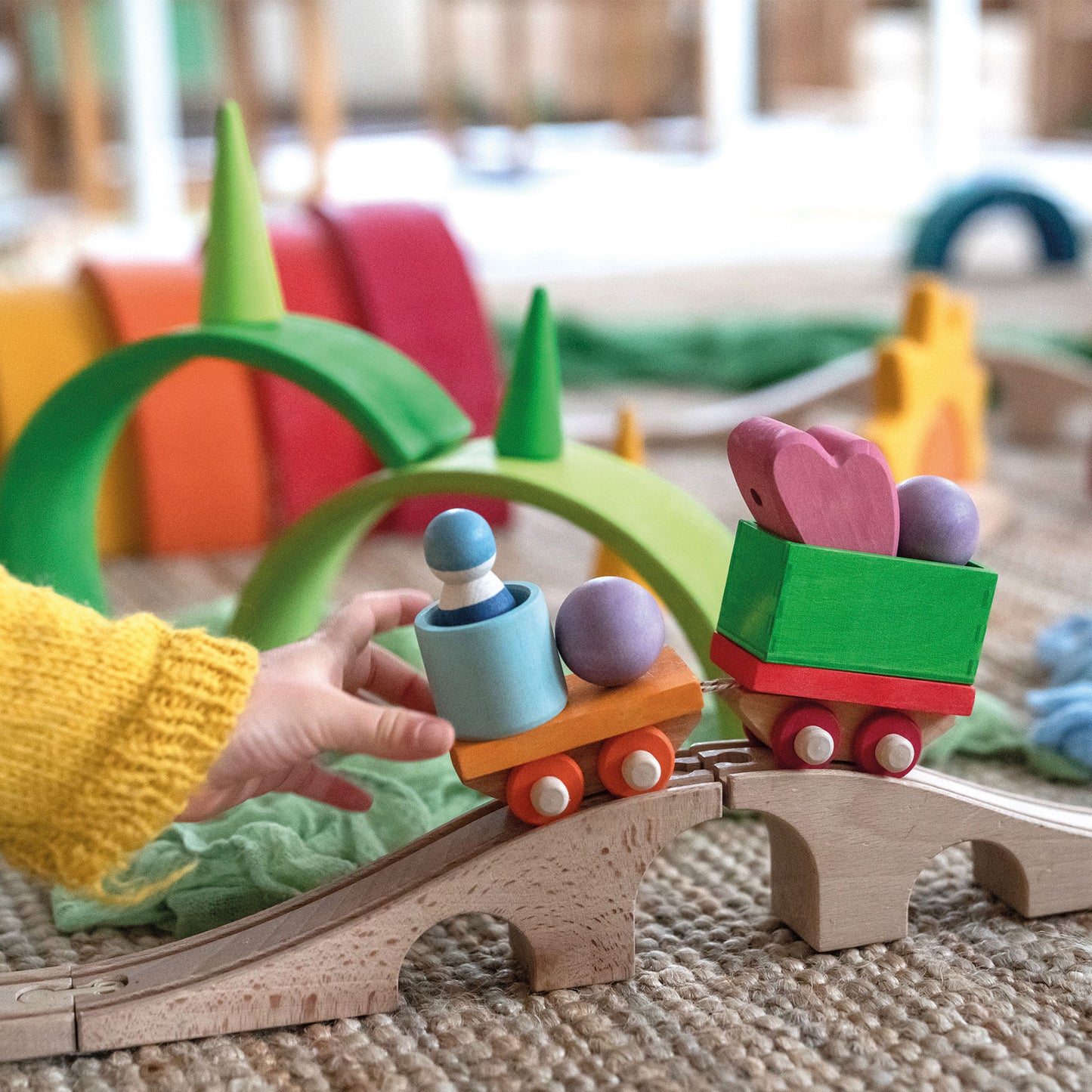 Grimm's Building Set Wooden Train - Bueno Blocks