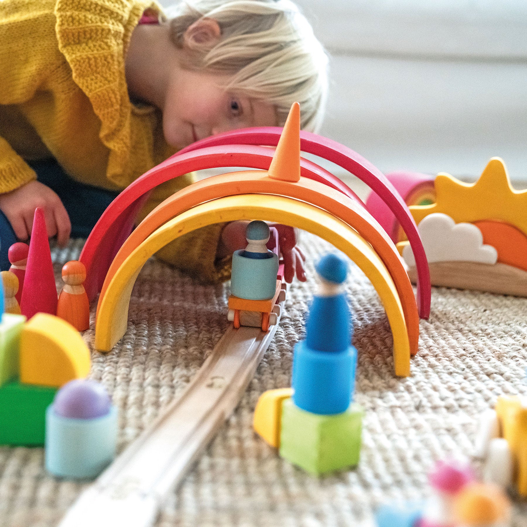 Grimm's Building Set Wooden Train - Bueno Blocks