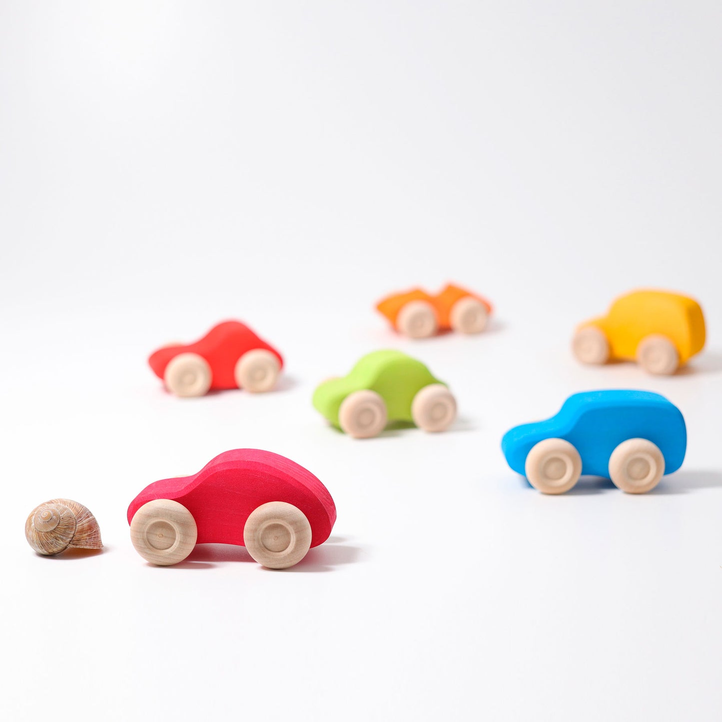 Grimm's Coloured Wooden Cars - Bueno Blocks
