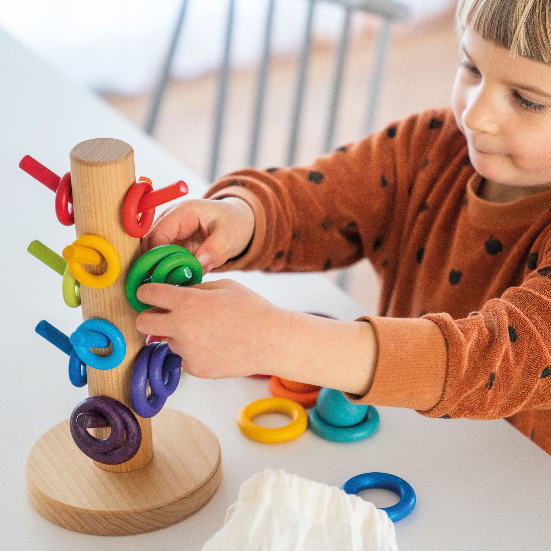 Grimm's Sorting Helper Building Rings Rainbow - Bueno Blocks