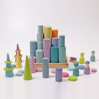 Grimm's Large Building Rollers Pastel - Bueno Blocks