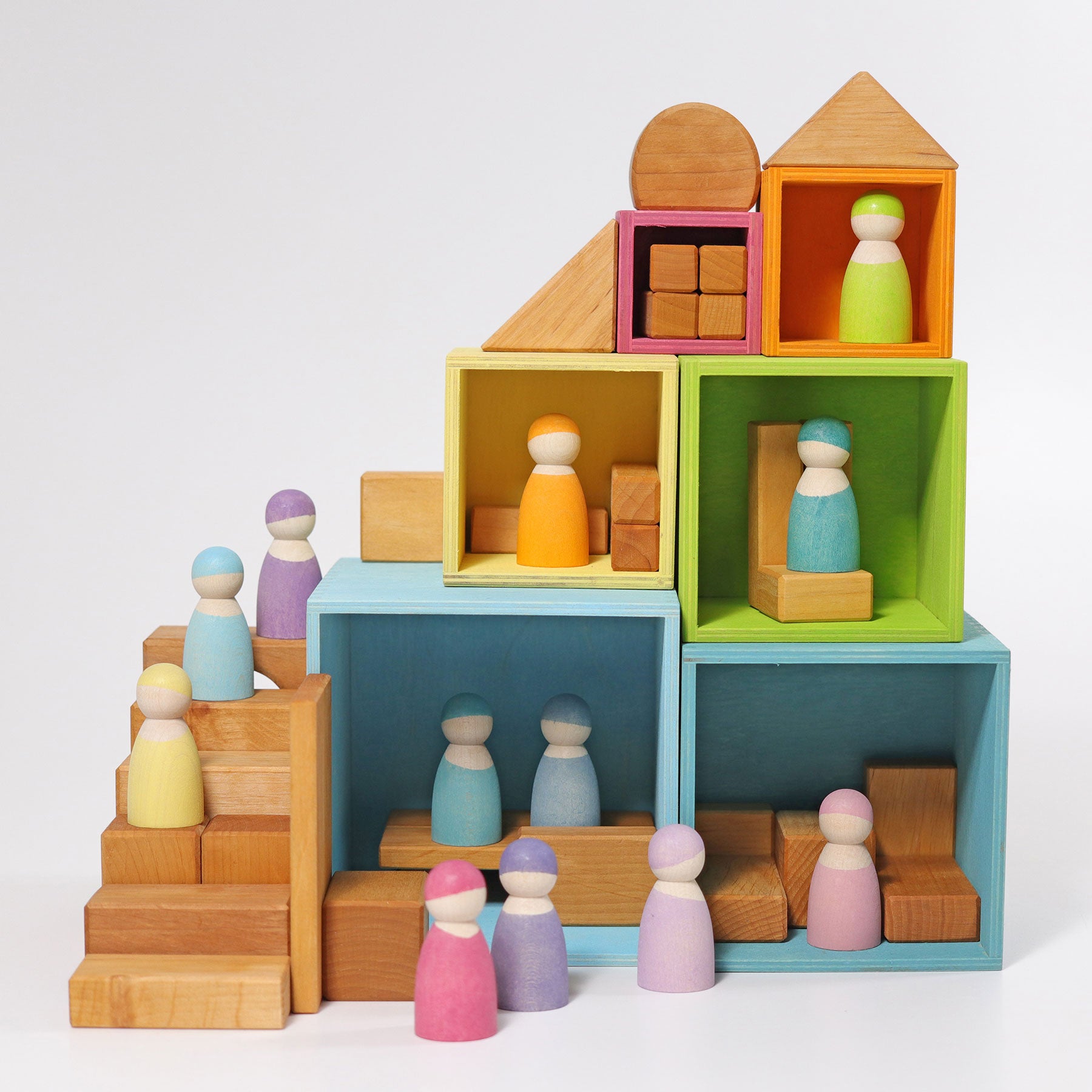 Grimm's Large Set of Boxes Pastel - Bueno Blocks