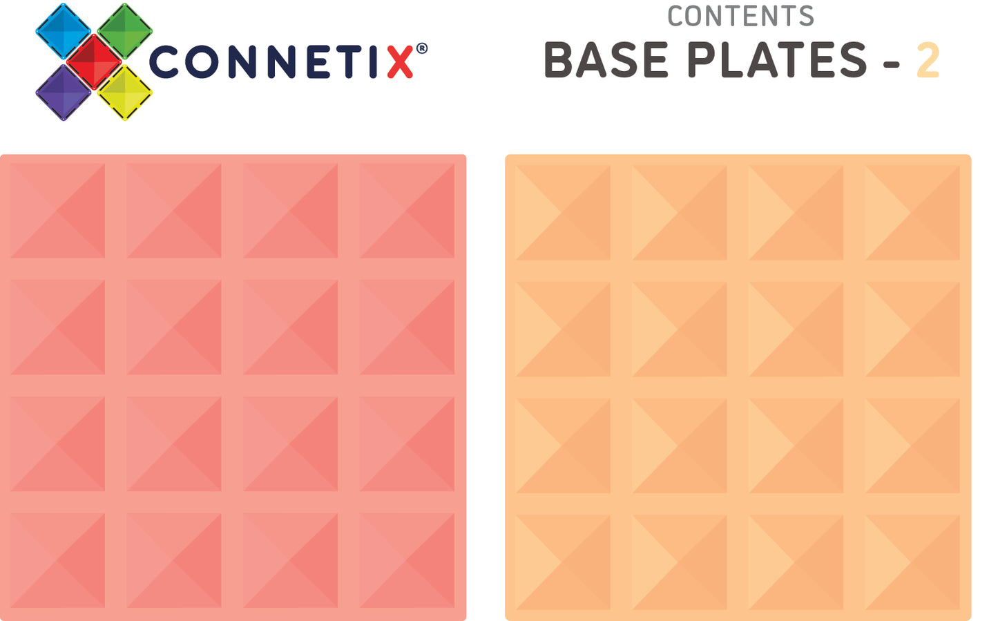 Connetix Tiles 2 Piece Base Plate Lemon & Peach Pack