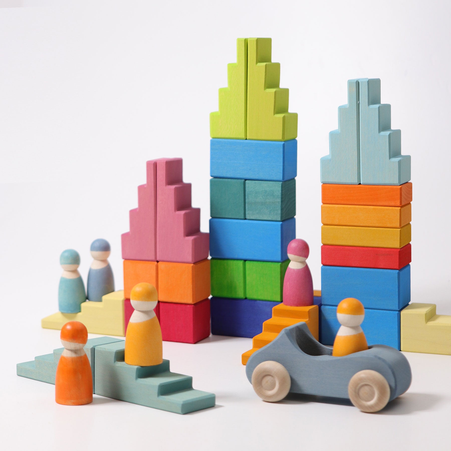 Grimm's Stepped Roofs Pastel - Bueno Blocks