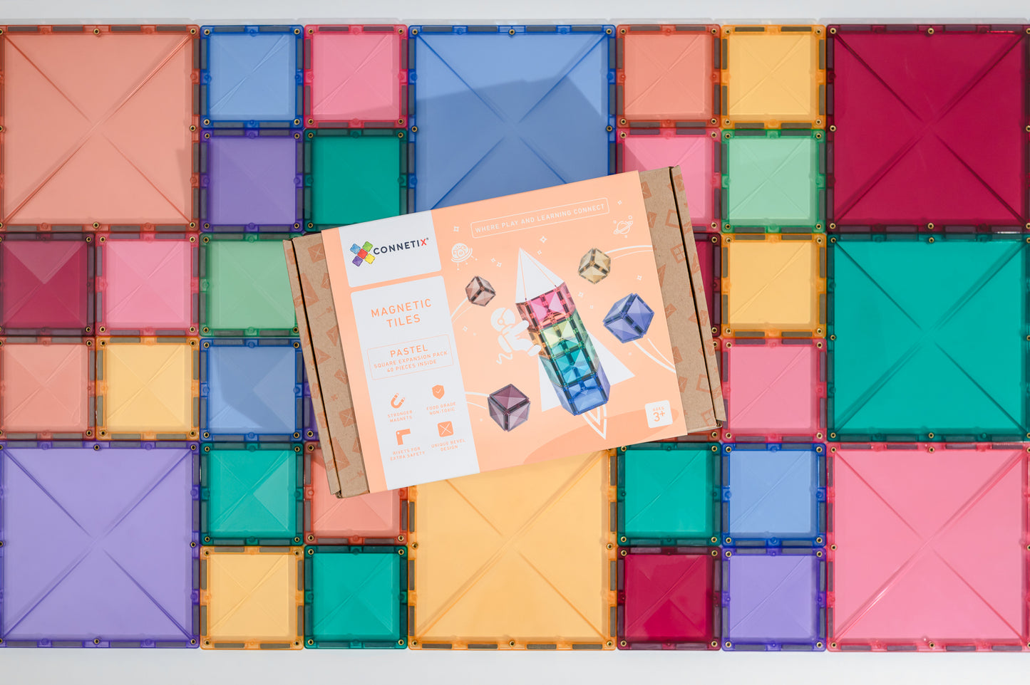 Connetix Tiles 40 Piece Pastel Square Pack